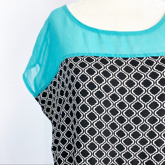 Maurices Women's Knit Tunic Top Teal Semi Sheer - Picture 2 of 5